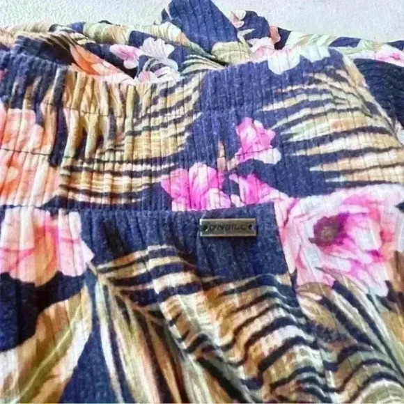 Oneill Womens M Multicolor Floral Elastic Waist Wide Leg Stretch Pull On Pants - Picture 5 of 7